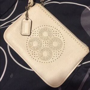 Coach leather Audrey perforated wristlet